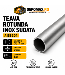 Teava rotunda inox sudata AISI 304, 33.7 x 2 mm, 6 metri